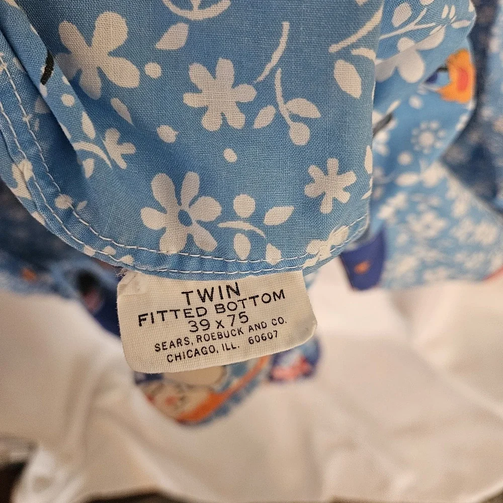 Vintage Raggedy Ann‎ & Andy Fitted Bottom Sheet Percale Twin Blue